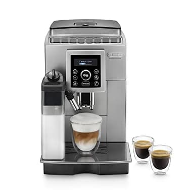 De'Longhi ECAM 23.460.SB – Caffettiera automatica (15 bar di pressione, sistema cappuccino automatico, serbatoio dell'acqua estraibile 1,8 L, pannello LCD, pulizia automatica) argento/nero