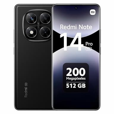 XIAOMI Redmi Note 14 Pro 5G - Smartphone de 12+512GB, Pantalla de 6.67" AMOLED FHD+ 120Hz, MediaTek Dimensity 7300-Ultra, cámara de 200MP, TurboCharge 45W, Cargador no Incluido, Negro (Versión ES)