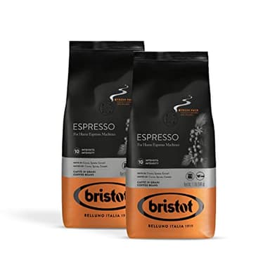 Bristot, Caffè in Grani ESPRESSO - Totale 1 kg - Chicchi dall'Aroma Intenso, Gusto Carattere Forte E Gusto Deciso - Set da 2 Confezioni da 500g