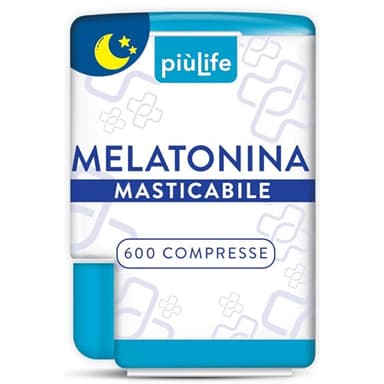 Melatonina Per Dormire Meglio PiuLife® Caramelle Melatonina Pura 1mg Per Compressa, 600 Mini Compresse, Allevia Jet Lag, Melatonina Forte Sonno zZZ Come Un Sonnifero Naturale