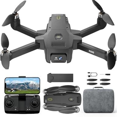 Drone K600 con Telecamera 1080P, Telecamera Regolabile Motorizzata a 90°, Hover Automatico, Decollo/Atterraggio con un Solo Tasto, Drone FPV con Motore Brushless, Adatto per Adulti e Principianti