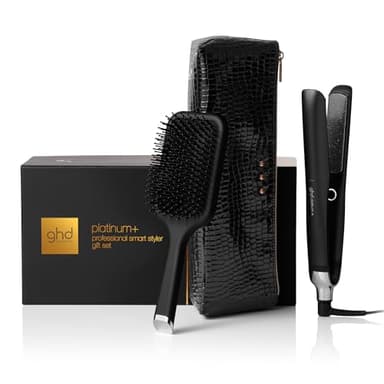ghd Set Regalo Platinum+, Include Piastra per Capelli, Spazzola Districante Paddle Brush e Custodia Termoresistente, Styler Professionale con Sensori di Temperatura, +70% più Forti e +75% più Lucenti