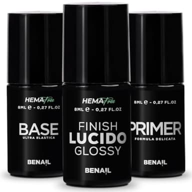 Benail | Gel Unghie Ricostruzione, Kit preparatori e sigillante Primer unghie gel, Base Semipermanente, Top Coat Semipermanente per Smalto Semipermanente, Gel Ricostruzione Unghie