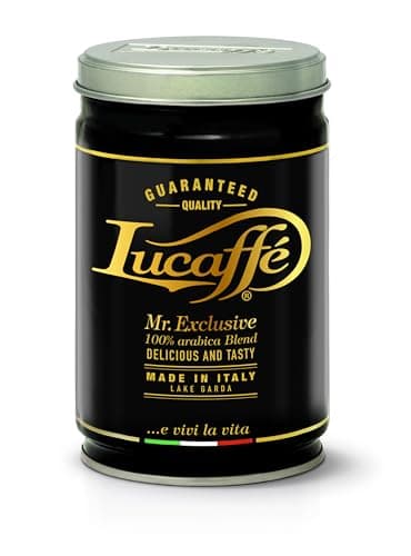 Lucaffè - Barattolo Caffè in Grani Mr. Exclusive 100% Arabica 250 Gr | Caffè in Chicchi Interi da macinare per Espresso | Tostatura Media | Gusto Dolce e Cremoso | Aroma Intenso e Avvolgente