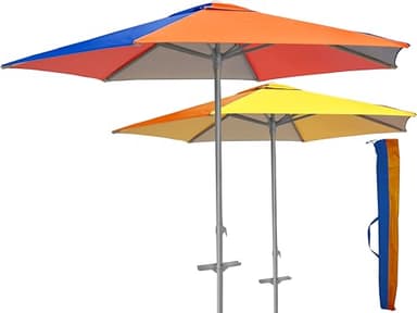 Ombrellone da Spiaggia Antivento Diametro 210cm, Ombrellone Mare con Trivella Integrata, Altezza 220cm, Struttura in Alluminio, Tessuto Anti-UV, Ombrellone da Spiaggia Grande con Sacca Trasporto