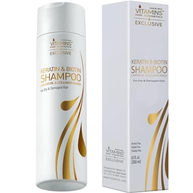 Shampoo per Capelli alla Cheratina - Esclusivo Complesso di Cheratina e Olio di Argan senza Solfati e Parabeni per Capelli Secchi e Danneggiati