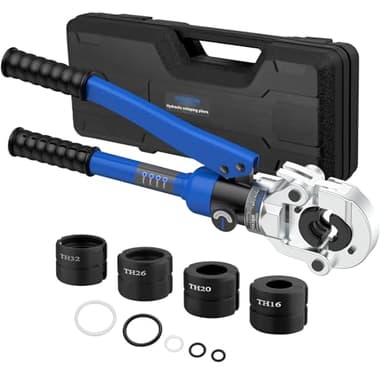 VORXEON Set 8-Ton Pinza a Crimpare Idraulico con 4 Matrici TH (16/20/26/32mm), Pistola a Pressa Professionale per Tubi Multistrato in Plastica Alluminio PEX PB, Testa Girevole 360°