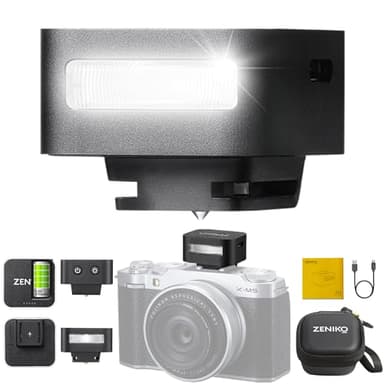 Zeniko ZF08 Flash per Fotocamera w/Height Booster, GN16, CCT 6500k ±200k, Supporto hot Shoe Universale, Riciclaggio Veloce 3S, Flash per Fotocamera a Piena Potenza per Sony/Canon/Nikon/Panasonic