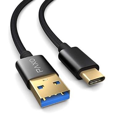 PAXO Cavo USB C 2 m, 10 Gbit/s (1,25 GByte/s), USB 3.2 Gen2 (3.0, 3.1), cavo di ricarica e dati USB tipo C, nero