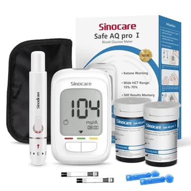 Sinocare Misuratore Glicemia Glucometro Diabete Test Kit Allarme Intelligente per il Chetone nel Sangue con 50 Strisce e 50 Lancatte, Safa AQ Pro