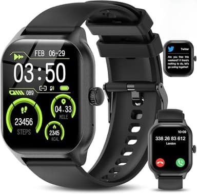 LAOYABB Smartwatch Uomo Donna, Sportivo Fitness Tracker con Effettua o Risposta Chiamate, 2.01" Intelligente Orologio con Contapassi/Cardiofrequenzimetro/Sonno, IP68 Smart Watch per Android iOS