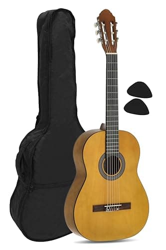 Navarrez NV11 chitarra classica marrone 4/4 , Gig Bag/borsa e vassoio della musica, 2 plettri