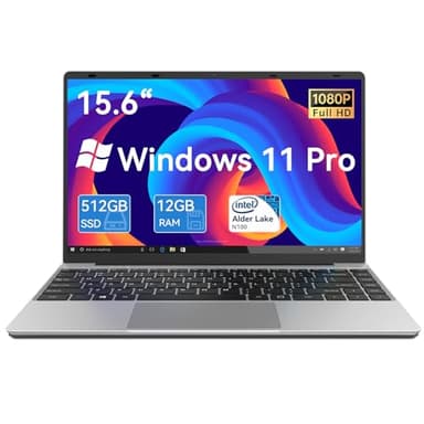 Gezoon 15.6 Pollici Computer PC Portatile Win 11 Pro, Notebook 12GB LPDDR4 512G SSD, Celeron N100 Laptop, FHD 1920x1080, WiFi a doppia banda 2.4G/5G, BT4.2, 4K Video, Type-C, 7.6V/6500mAH