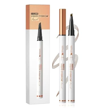 Matita Sopracciglia Waterproof, Matita Sopracciglia con 4 Punti per Applicazione Precisa Prova di Sbavature Lunga Durata, Penna Sopracciglia Effetto Pelo Creare La Forma Naturale - Marrone Scuro