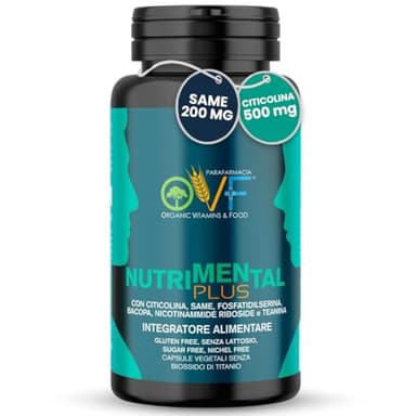 OVF Nutrimental Plus 500mg di Citicolina 60 cps, Integratore Studio Memoria e Concentrazione, contro la Stanchezza Mentale con Fosfatidilserina e Bacopa - per Ragazzi, Universitari, Studenti e Adulti