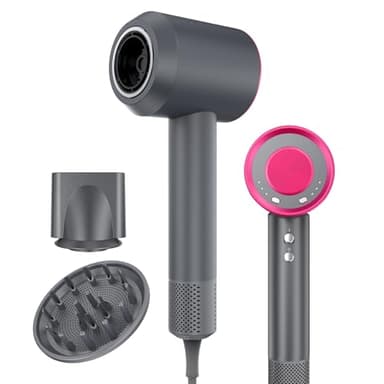 AIUNAOM Phon Capelli Professionale Ionico – Asciugacapelli Leggero e Silenzioso con Motore Brushless 110.000 RPM, 4 Temperature, 3 Velocità, Diffusore per Capelli Ricci, Accessori Magnetici