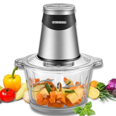 Tritatutto elettrico extra potente, 500 W, 1,8 l, con contenitore in vetro, universale, per alimenti per bambini, noci, verdure, frutta, carni