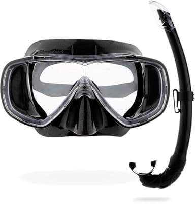 CRESSI Onda Combo Set Black/Black - Maschera Onda + Snorkel Mexico per Immersioni e Snorkeling, Nero/Nero, Taglia Unica, Unisex