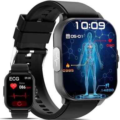 Smartwatch ECG+HRV/𝐆li𝐜𝐞m𝐢𝐚 Orologio 2.01"24h Pressione Sanguigna arteriosa/Acido Urico/Lipidi/Telefono/Sonno/SpO2/Cardiofrequenzimetro,IP68 iOS Android Fitness Tracker fitness Uomo Donna 2025