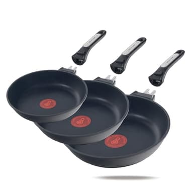 ECODE Set Padelle Antiaderenti per Induzione e Gas con 3 Manici Removibili – Kit Salvaspazio da 20, 24 e 28 cm Adatte a Forno, Lavastoviglie e Tutti i Piani Cottura – In Alluminio Fuso Non Tossiche