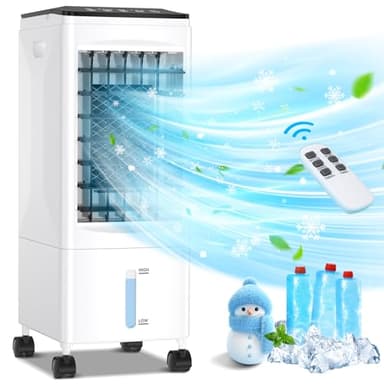 Condizionatore Portatile Senza Tubo, 3 in 1 Multifunzione Evaporativo Mobile, Silenzioso Raffreddatore d'aria Grande Serbatoio da 5.5 L, Timer da 7 ore,3 Velocità,con Telecomando,Senza Unità Esterna