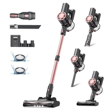 Vexilar V8Plus Aspirapolvere Senza Fili 50KPa/50 Min,Scopa Elettrica Senza Fili Antigroviglio Leggera,Display Touch,Luce LED,Potente Aspirapolvere Senza Sacco per Pavimenti/Tappeti/Peli/Casa