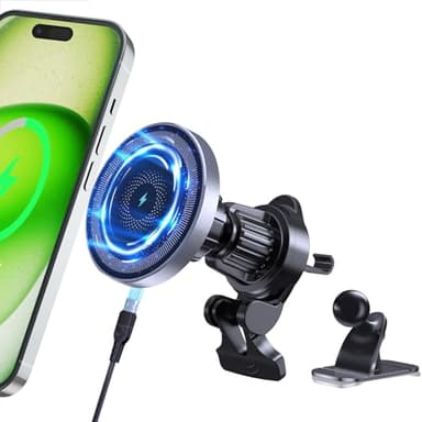 Caricabatterie Wireless Magnetico per Auto, 15W MANKIW Ricarica Wireless Auto Compatibile con iPhone Serie 12/13/14/15/16,Mag-Safe,Magnetica Cover, Mag-safe Caricabatterie Auto Supporto
