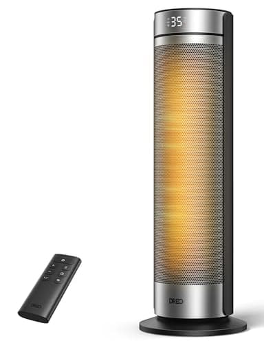 DREO Stufa a Torre 23 Pollici 2000W Silenziosa, Riscaldatore Portatile con Telecomando, Oscillazione 70°, Timer 12H, 5 Modalità, Termoventilatore in Ceramica PTC con Termostato per Casa e Ufficio
