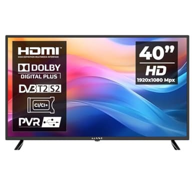 KIANO SlimTV 40 Pollici LED Full HD 1920x1080 DLED Ampio Angolo Visione 176° Audio Stereo 2x8W Montaggio VESA 200x200 Nero
