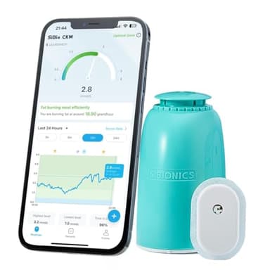 SIBIO KS1 CKM Continuous Ketone Monitor Sensor, 14-Day Real-Time Keto Test Meter Biosensor, no puntura chetosi misuratore Accurately With Digital App for Low Carb and Keto Diet(Not for CGM Use)