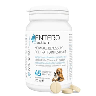 Probiotici per Cani e Gatti, 45 Compresse Appetibili, Fermenti Lattici per la Flora Intestinale con Prebiotici e Vitamina B, Rafforza il Sistema Immunitario, normalizza le Feci