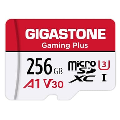 Gigastone Scheda di memoria Micro SDXC da 256 GB Gaming Plus Seriale, Velocità di riproduzione fino a 100 MB/s. Compatibile con Switch Dashcam GoPro Canon Nikon DJI Drone, A1 U3 V30 con adattatore SD.
