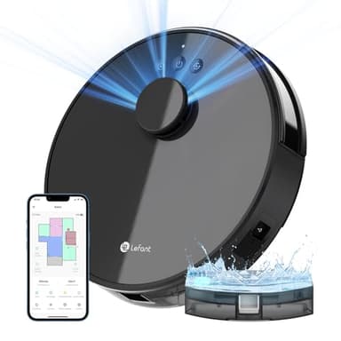 LEFANT M1 Robot Aspirapolvere Lavapavimenti con Mappatura,Navigazione LDS,5500 Pa Potente Aspirazione,150 min,Zona Vietata,Aspirapolvere Robot Sottile da Diam 32 cm Controllo App/Alexa,Nero