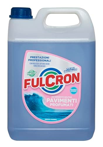 FULCRON Detergente Neutro Pavimenti Profumati, Detersivo Pavimenti Profumato ad Asciugatura Rapida, Senza Risciacquo, Profumo Brezza Marina, 5L