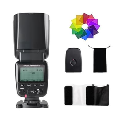 PHOTOOLEX FK580-C Flash GN60 TTL Speedlite per fotocamera Canon, 1/20000s High Speed Sync, trasmissione wireless 2,4 G, 0,1-2,7 s, riciclo rapido