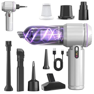 Ninonly Aspirabriciole Senza Fili 19000Pa 4 in 1 con Motore Senza Spazzole Aspirapolvere Auto Portatile Con 3 Livelli di Velocità per Casa,Auto,Ufficio e Peli di Animali Domestici Argento