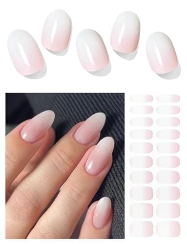 Wahrshei Unghie Gel Adesive UV | Rosa Sfumato Smalto Adesivo Gel UV | 20 PCS Pellicola per Unghie Autoadesiva | Adesivi per unghie in gel, Impacchi di Smalto Gel per Unghie