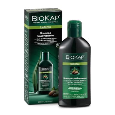 BIOKAP Shampoo Uso Frequente NEW con Tricobiotic, con Olio di Mandorle Dolci, per Tutti i Tipi di Capelli, 200ml