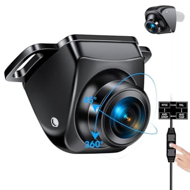 Retrocamera Auto【3 Metodi di Montaggio】360° Rotante Telecamera Retromarcia Auto Supporta AHD 1080P/720P/NTSC/PAL Modi Telecamera Frontale/Posteriore Auto Notturna Universale DC 12V-24V per SUV Camper