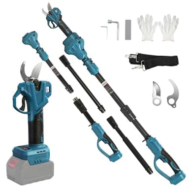 Troncarami a batteria compatibile con Makita 18 V, cesoie elettriche 2 in 1 con asta di prolunga da 2 m, diametro di taglio massimo 35 mm, display LCD, cesoie telescopiche estensibili fino a 4,5 m