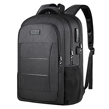Tzowla Zaino da viaggio per laptop con porta di ricarica USB e lucchetto, antifurto e impermeabile, adatto per computer da 17,3", regalo per studenti universitari da lavoro, zaino da trekking,X3-Nero