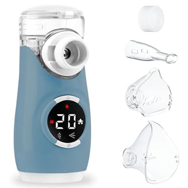 HITHINKMED Aerosol Portatile Silenzioso, Macchina Aerosol Ultrasuoni Adulti e Bambini, 2 Modalità Regolabili, USB-C Ricaricabile con Display Digitale e Funzione di Pulizia Automatica Inalatore a Rete