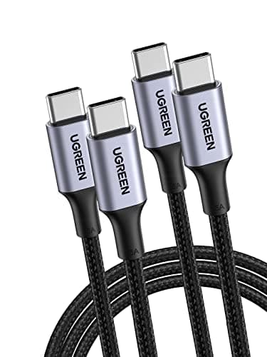 UGREEN 100W Cavo USB C 2Pack, Cable Type C in Nylon, Compatibile con MacBook iPad Pro Air M2, ASUS, Acer, HP, iPhone 16/15 Plus PRO Max, Galaxy S25 Ultra S24, Pixel 9 8. 2M