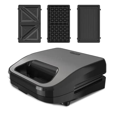 Black+Decker - Piastra 3 in 1 BXSA754E | 750W | Piastre Intercambiabili Sandwich | Grill e Waffle | Tecnologia Easy Eject | Antiaderente | Riscaldamento Ultrarapido | Tocco Freddo | LED Luminoso