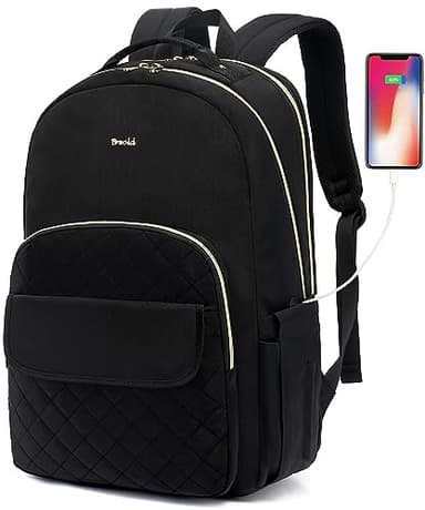 Breold Zaino PC 15,6 Pollici, Donna Ragazza, Scuola Media, Superiore per Studio Universitario, Lavoro, Ufficio, con Motivo a Punto Elegante per Studenti
