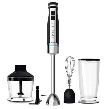 Cecotec Frullatore a Immersione Powergear 1500 XL Pro, 1500 W, 21 Velocità + Turbo, Acciaio/Silicone, Piede XL, Lama A 4 Lame, Rivestimento in Titanio, Ingranaggio in Metallo, Accessori Inclusi