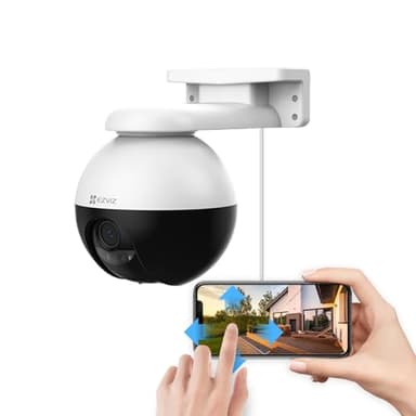 EZVIZ Telecamera WiFi da Esterno Motorizzata, Telecamera WiFi di Sorveglianza, Videocamera Esterna Pan&Tilt con Copertura Visiva a 360 °, Visione Notturna Fino a 30 m, AI, Impermeabile, C8W 3MP