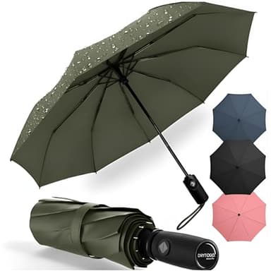 drytogo Ombrello pieghevole antivento I Ombrello pioggia leggero 390g I Ombrello piccolo Ø100 cm per viaggio e uso quotidiano I Umbrella con apertura e chiusura automatica I Per donna e uomo