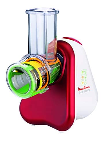 Moulinex Fresh Express 3 in 1, Affettatutto, Grattugia Elettrico, 3 Funzioni di Taglio, 200 W, Rosso, DJ7535