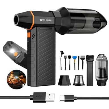 K&F Concept 2 in 1 Soffiatore Aspiratore Elettrico 300000 RPM Magnetico, 3 Velocità Aria Compressa Spolverino Air Duster | 2 Luci | Motore Brushless | Pulizia PC,Tastiere,Auto e Ambienti Esterni